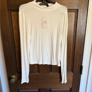 Pink Rose Women's White Top